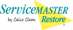 ServiceMaster Restore By Calco Clean logo Yellow and Aqua